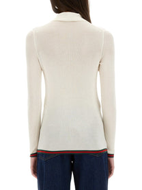 Gucci Women's Cashmere and Silk Polo Shirt White