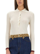 Gucci Women's Cashmere and Silk Polo Shirt White, view 4