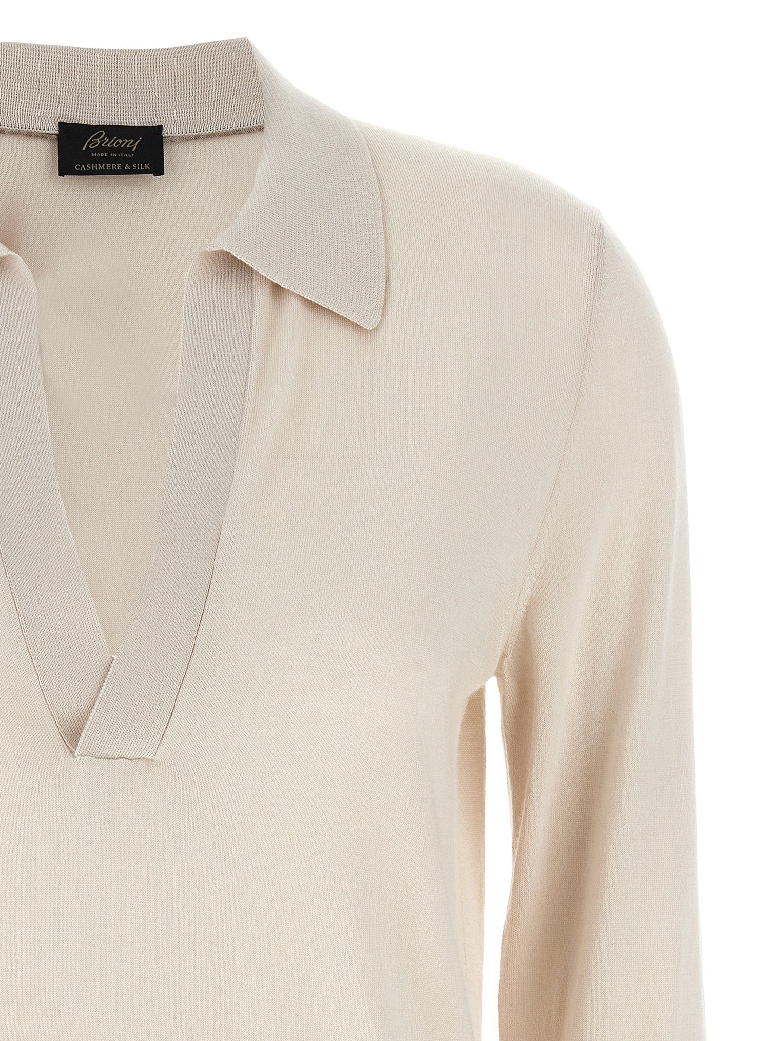 Brioni Cashmere and Silk Polo Shirt Beige
