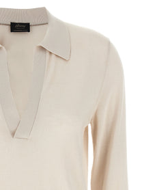 Brioni Cashmere and Silk Polo Shirt Beige