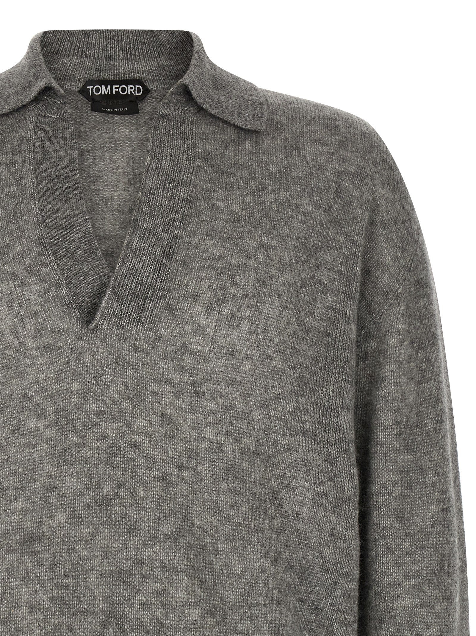 Tom Ford Cashmere and Silk Polo Shirt Grey