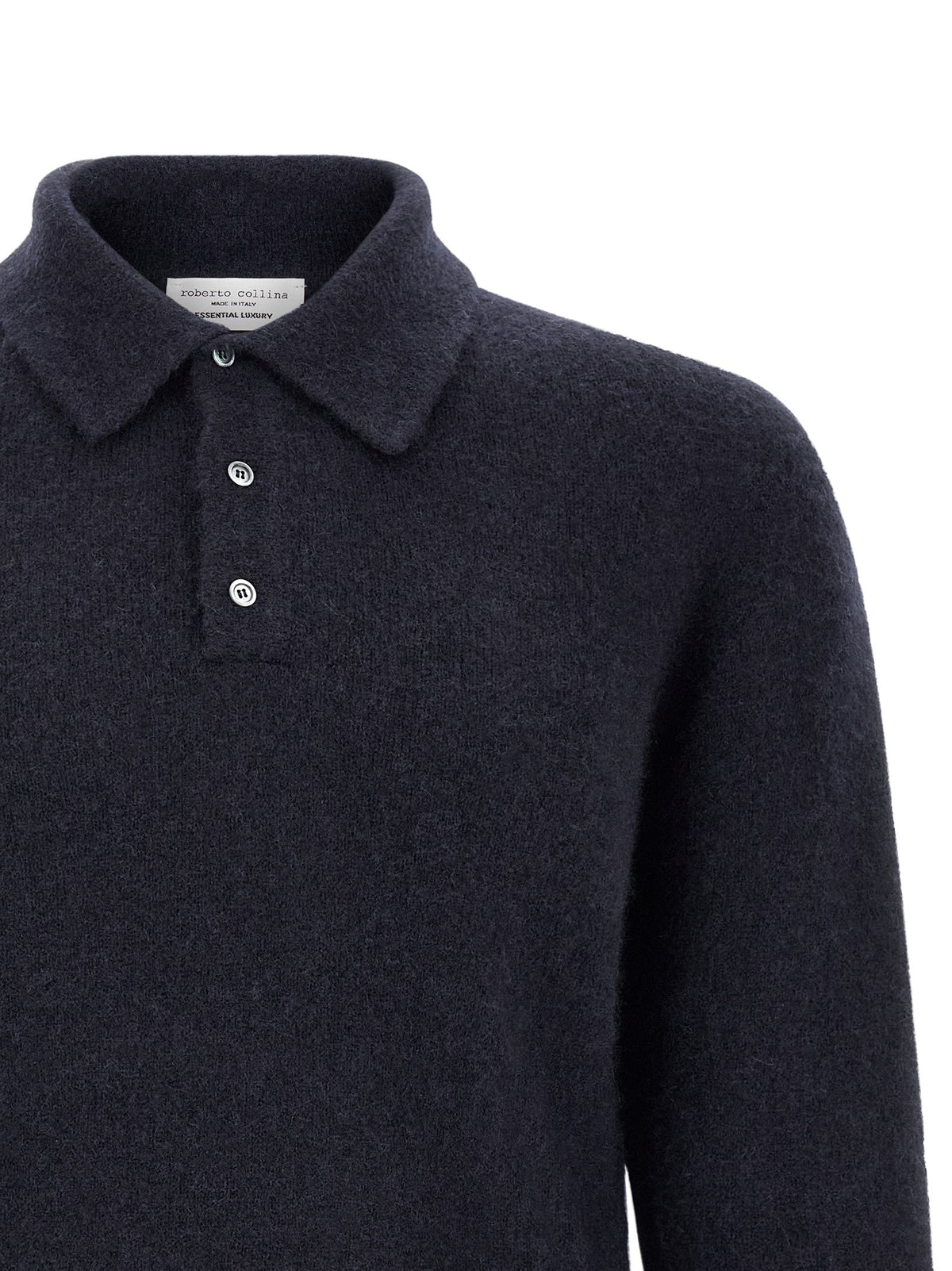 Roberto Collina Cashmere and Silk Polo Shirt Blue