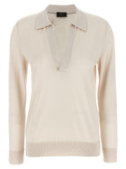 Brioni Cashmere and Silk Polo Shirt Beige