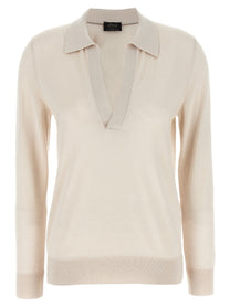 Brioni Cashmere and Silk Polo Shirt Beige