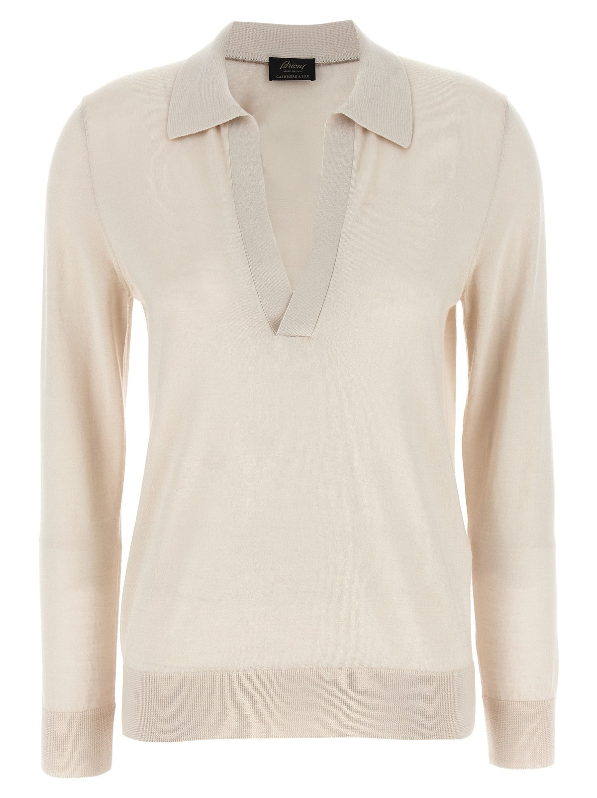Brioni Cashmere and Silk Polo Shirt Beige