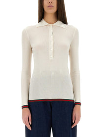 Gucci Women's Cashmere and Silk Polo Shirt White