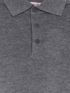 Brunello Cucinelli Men's Cashmere and Silk Polo Shirt Grey, view 3