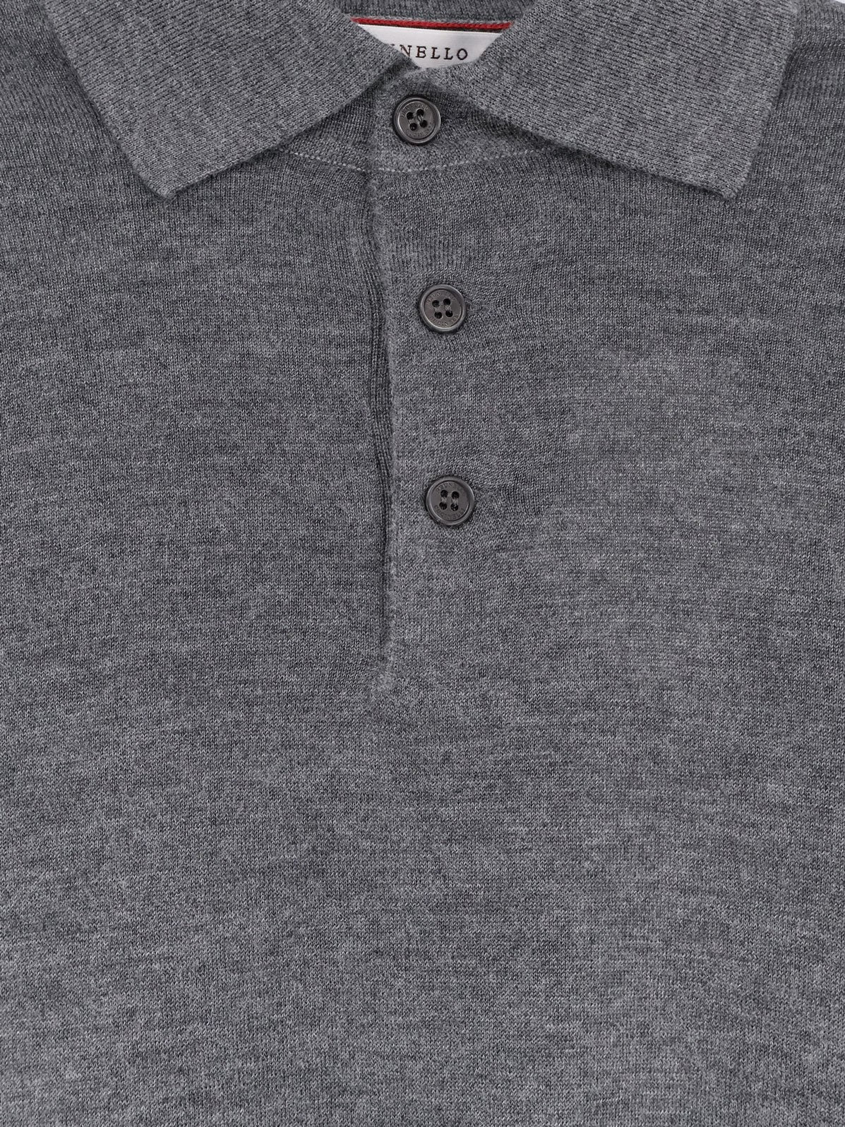 Brunello Cucinelli Men's Cashmere and Silk Polo Shirt Grey