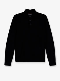 Brunello Cucinelli Men's Cashmere and Silk Polo Shirt Black