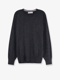 Brunello Cucinelli Men's Cashmere and Silk Sweater Grey