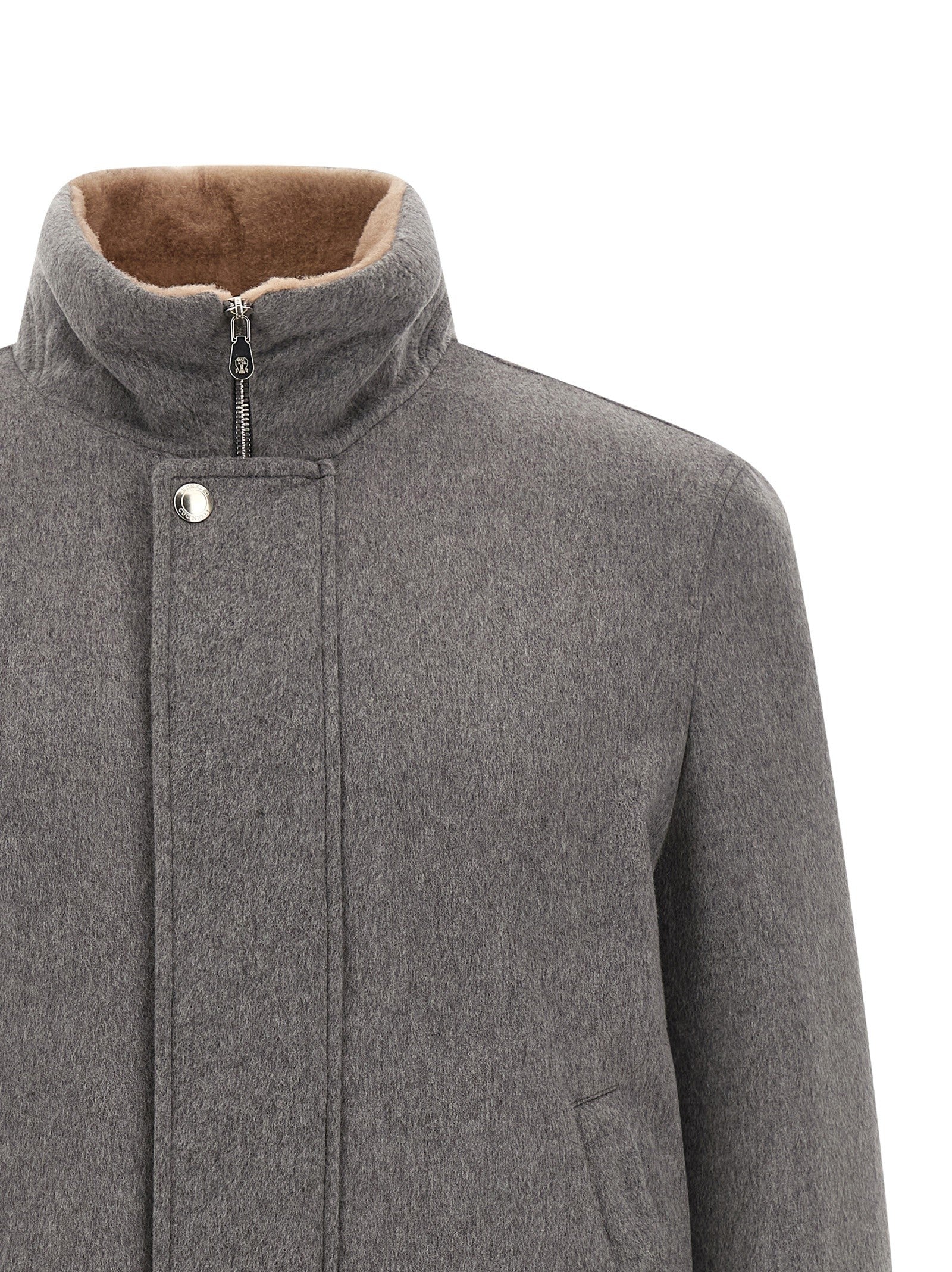 Brunello Cucinelli Cashmere and Vicuna Jacket Grey
