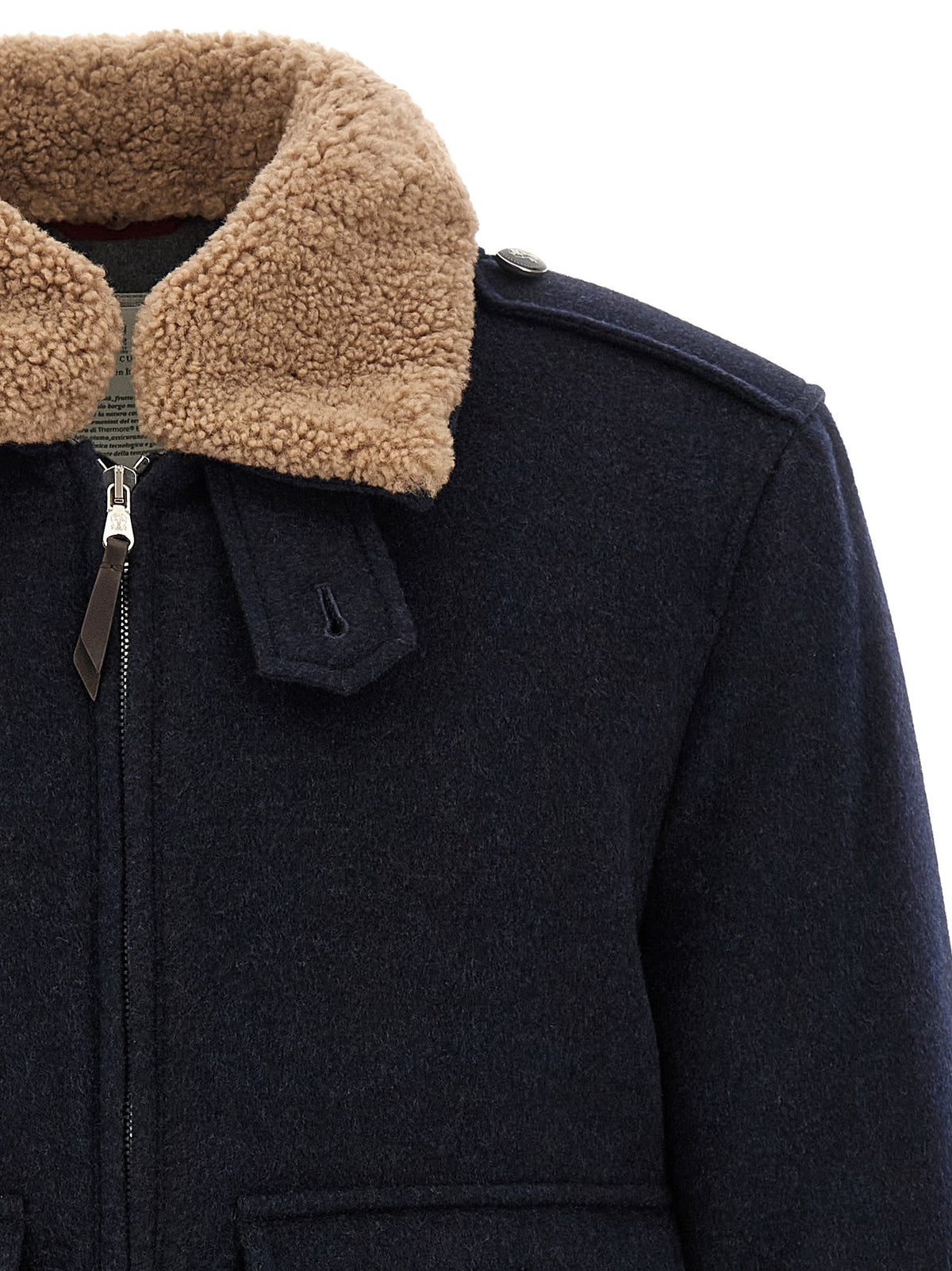 Brunello Cucinelli Cashmere Bomber Beaver Blue, view 3