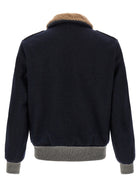 Brunello Cucinelli Cashmere Bomber Beaver Blue, view 2