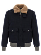 Brunello Cucinelli Cashmere Bomber Beaver Blue