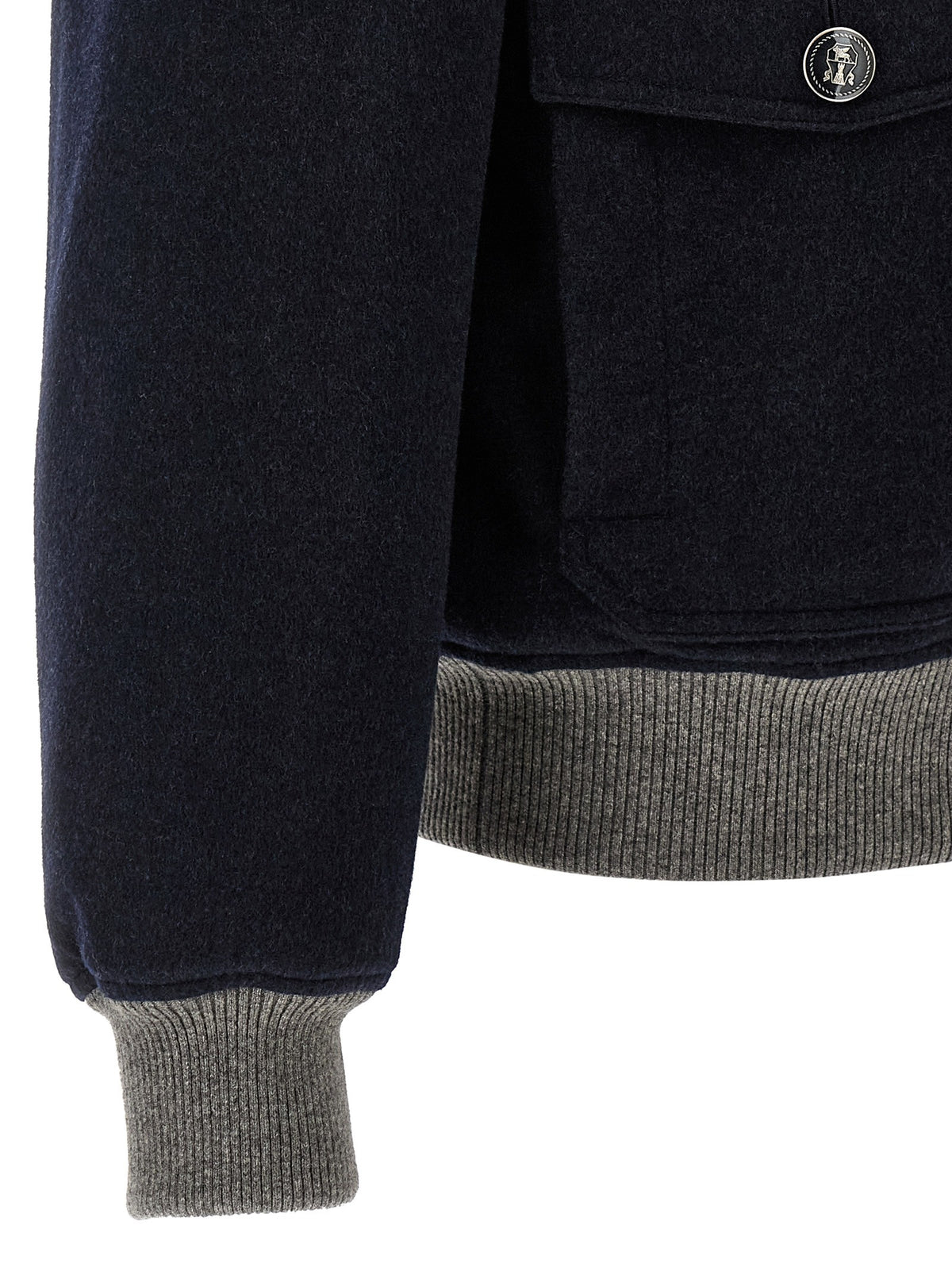 Brunello Cucinelli Cashmere Bomber Beaver Blue, view 4