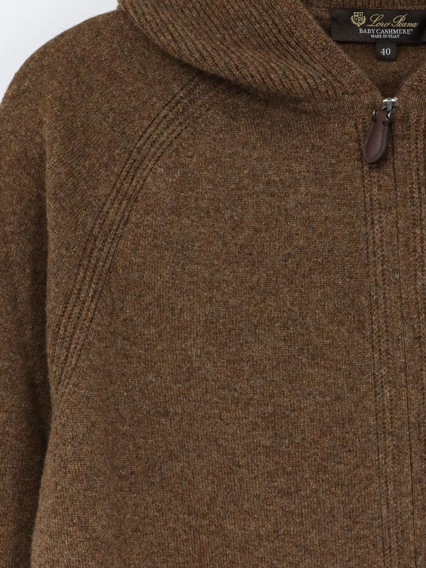 Loro Piana Women's Cashmere Cardigan Brown, view 3