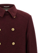 Brunello Cucinelli Cashmere Double Breasted Coat Red, view 3