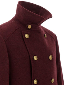 Brunello Cucinelli Cashmere Double Breasted Coat Red