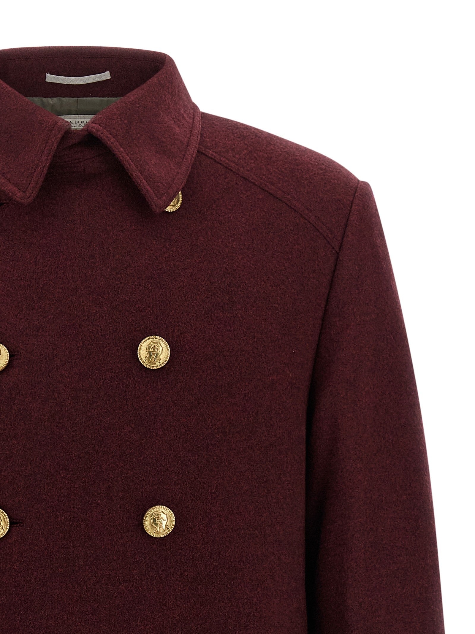 Brunello Cucinelli Cashmere Double Breasted Coat Red