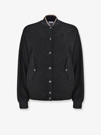 Brunello Cucinelli Women's Cashmere Interlock Bomber Jacket Grey