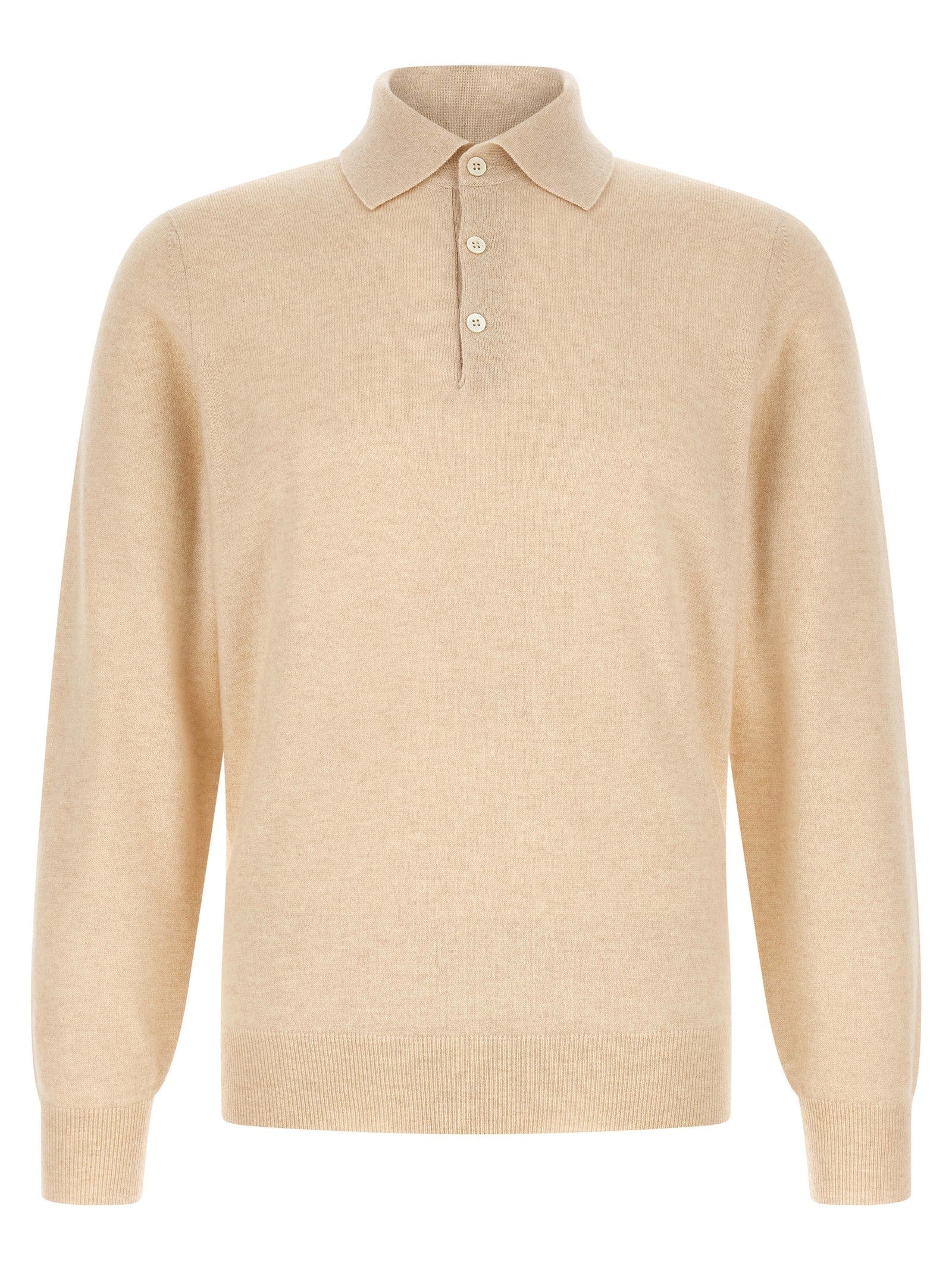 Brunello Cucinelli Cashmere Knit Polo Shirt Beige