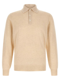 Brunello Cucinelli Cashmere Knit Polo Shirt Beige