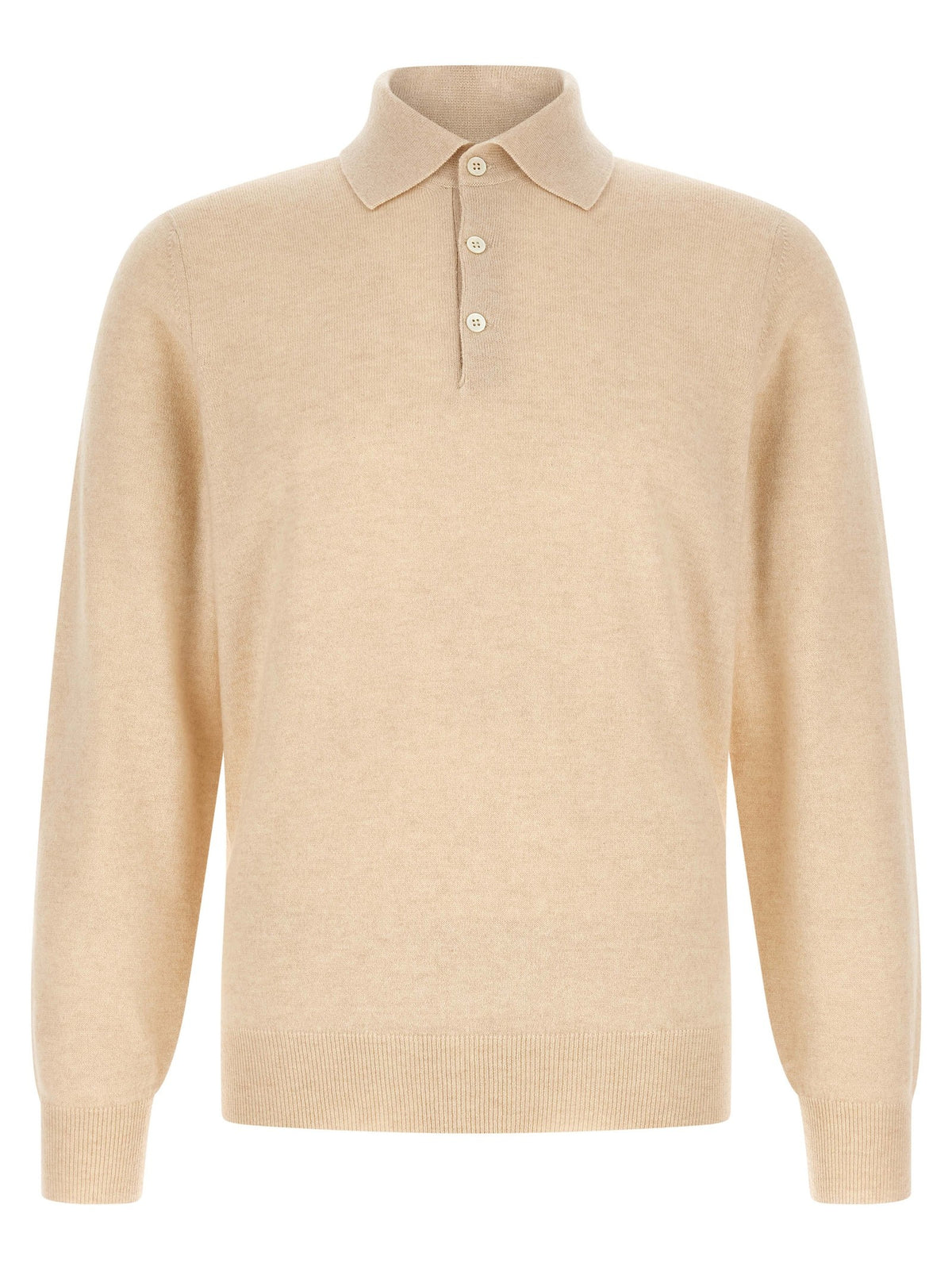 Brunello Cucinelli Cashmere Knit Polo Shirt Beige