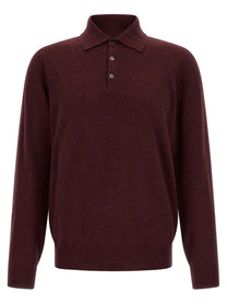 Brunello Cucinelli Cashmere Knit Polo Shirt Red