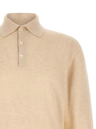 Brunello Cucinelli Cashmere Knit Polo Shirt Beige, view 3
