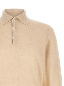 Brunello Cucinelli Cashmere Knit Polo Shirt Beige