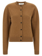 Rohe Cashmere Mixed Crew Neck Cardigan Brown