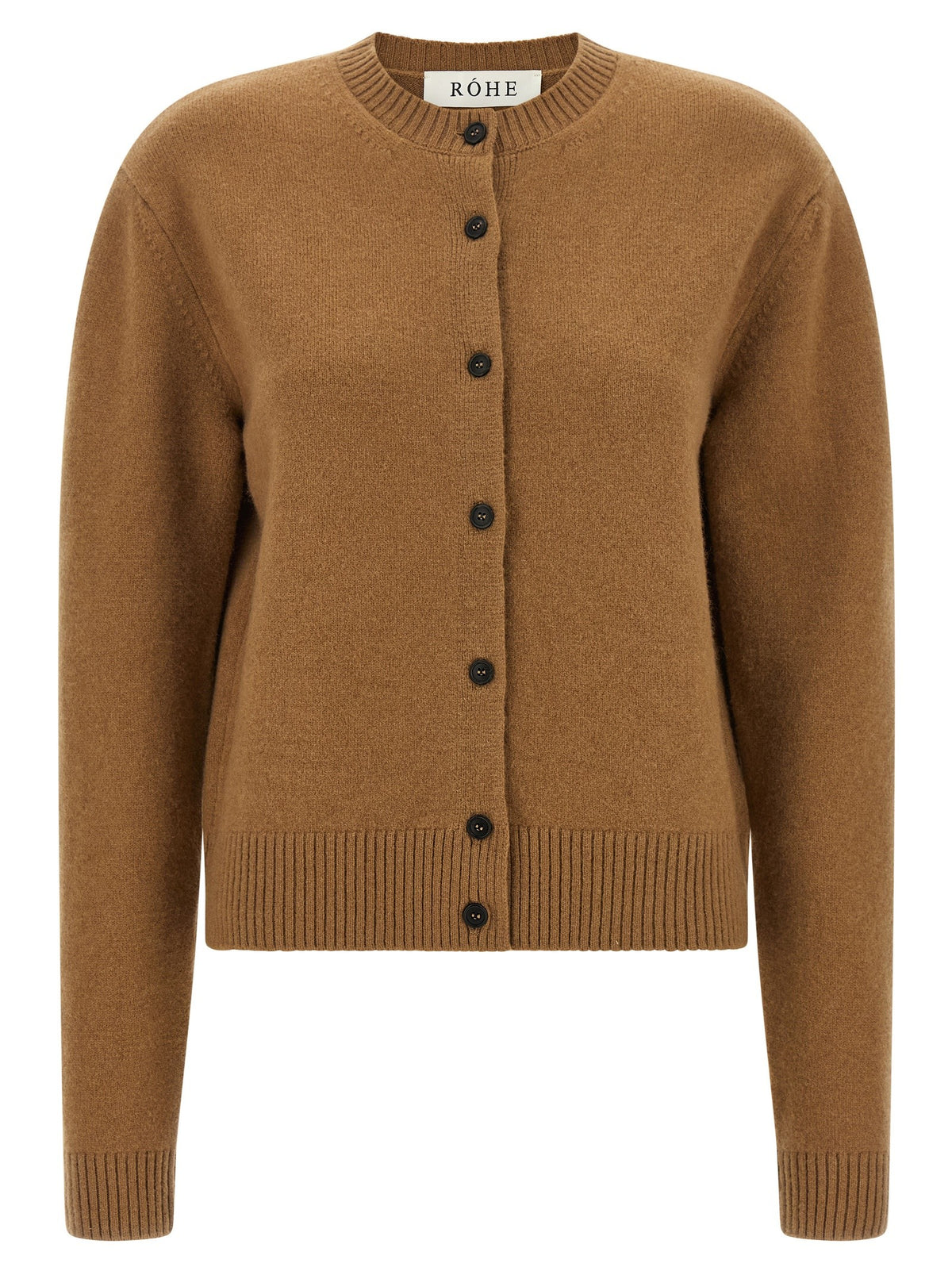 Rohe Cashmere Mixed Crew Neck Cardigan Brown