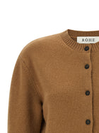Rohe Cashmere Mixed Crew Neck Cardigan Brown, view 3