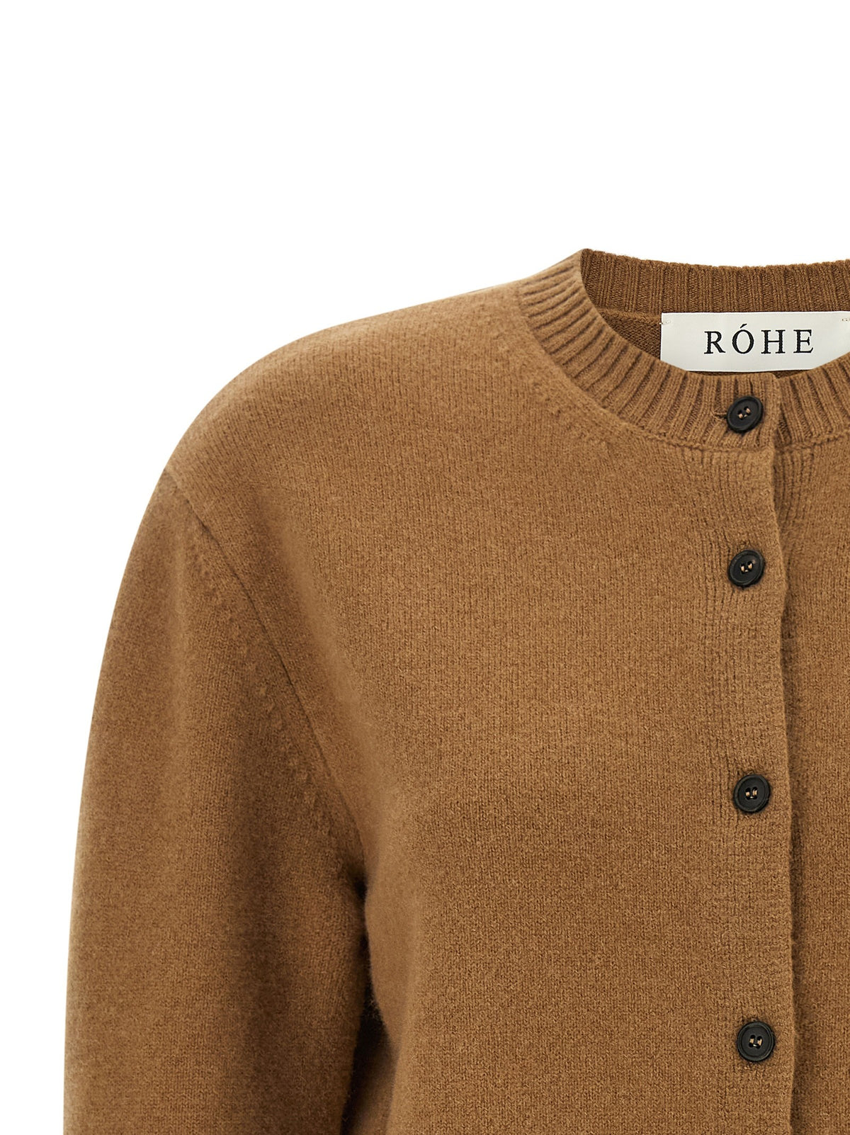 Rohe Cashmere Mixed Crew Neck Cardigan Brown, view 3