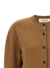 Rohe Cashmere Mixed Crew Neck Cardigan Brown, view 3