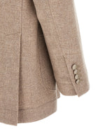 Brunello Cucinelli Cashmere Panama Blazer Beige, view 4