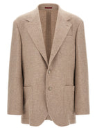 Brunello Cucinelli Cashmere Panama Blazer Beige