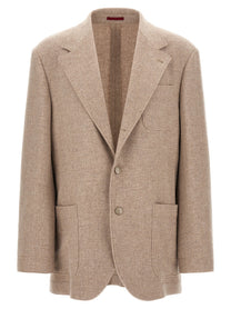 Brunello Cucinelli Cashmere Panama Blazer Beige