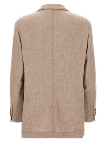 Brunello Cucinelli Cashmere Panama Blazer Beige, view 2