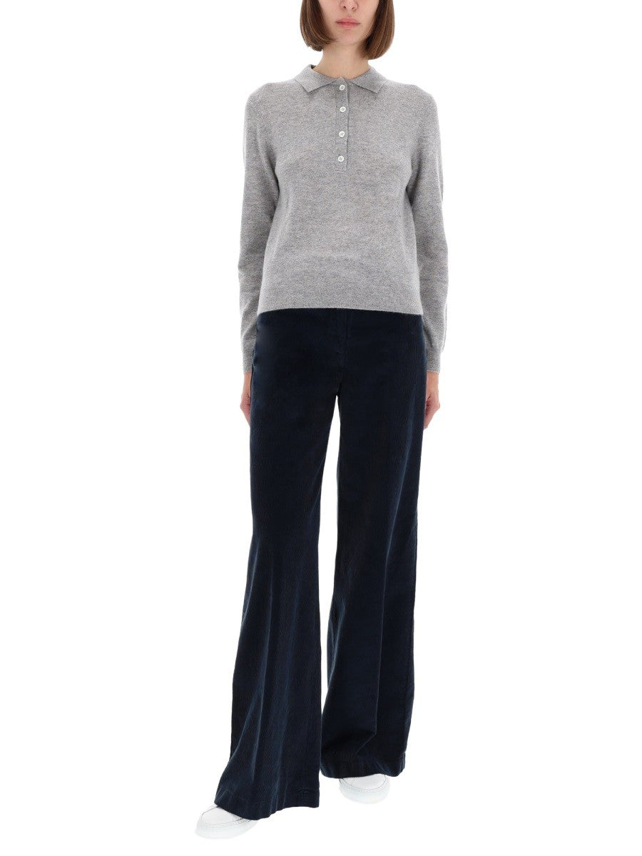 ASPESI Women's Cashmere Polo Shirt Grey