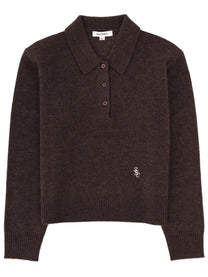 Sporty &amp; Rich Unisex Cashmere Polo Shirt Brown