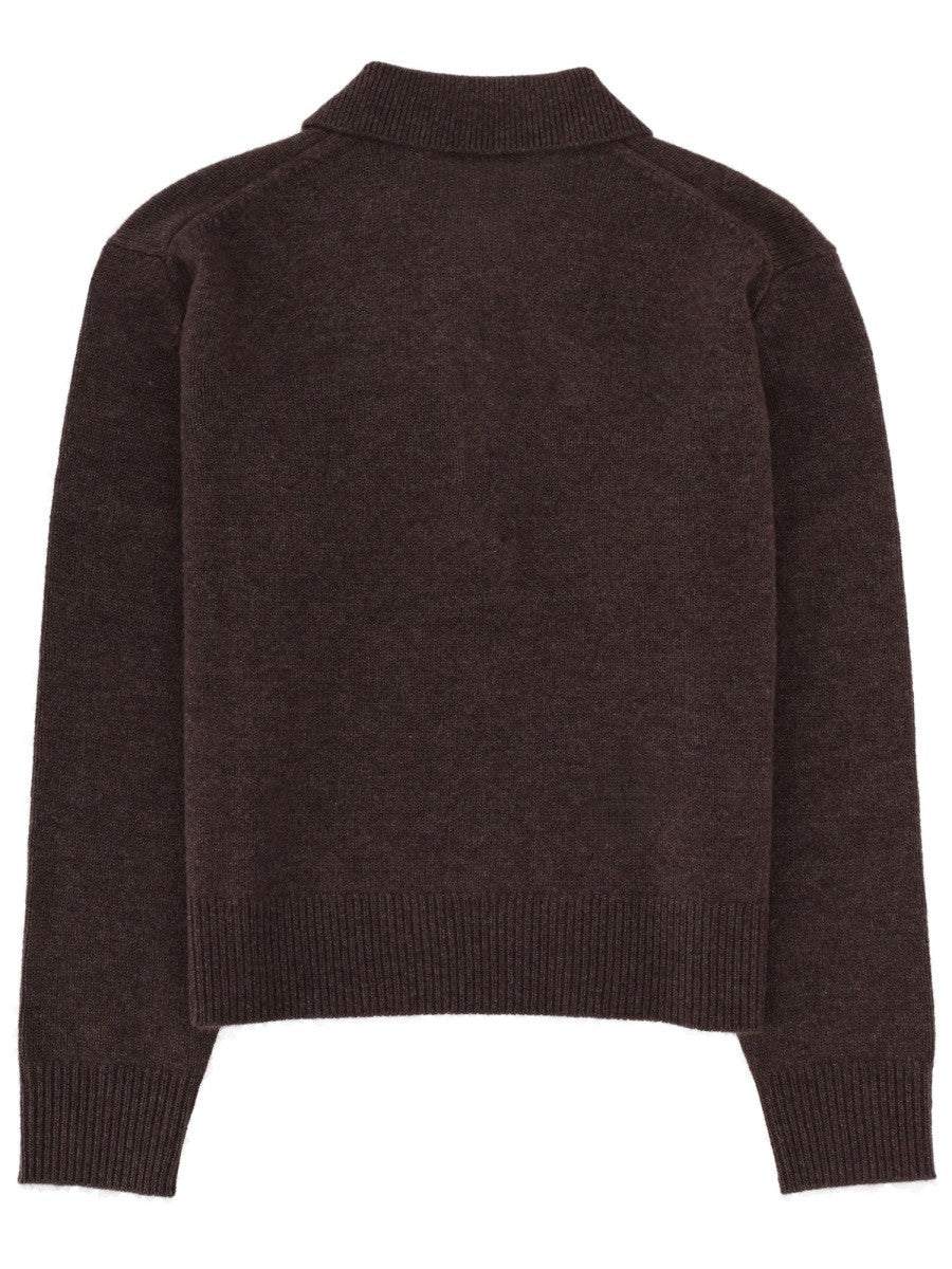 Sporty &amp; Rich Unisex Cashmere Polo Shirt Brown, view 2