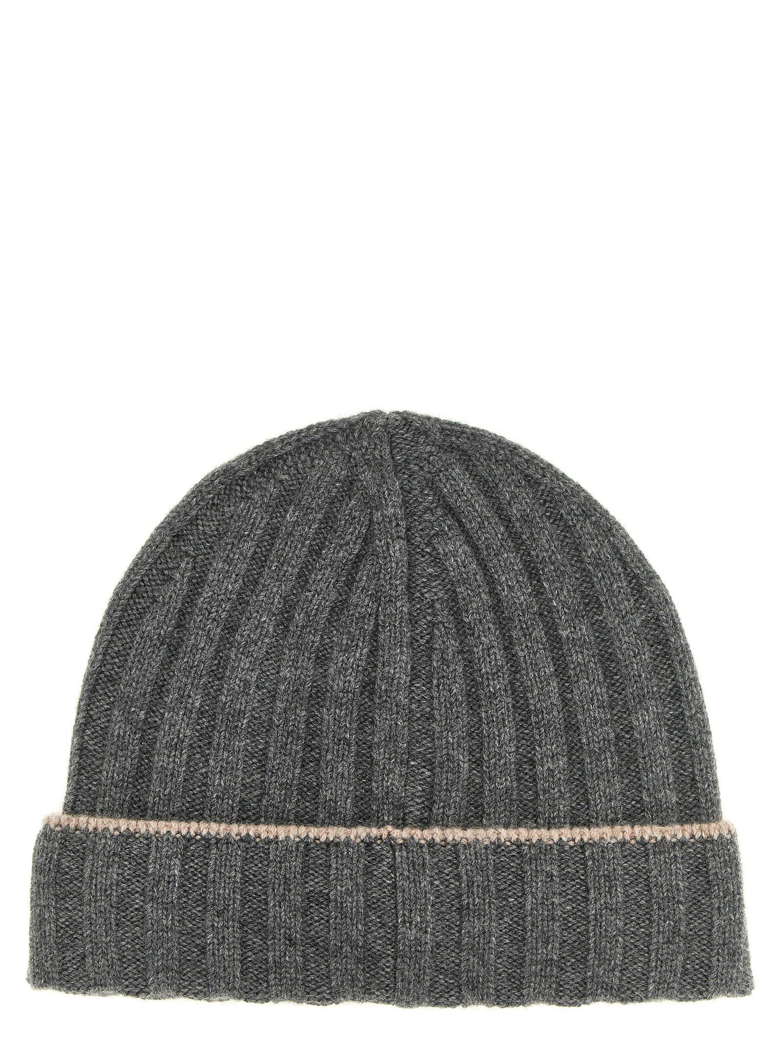 Brunello Cucinelli Cashmere Turn up Beanie Grey