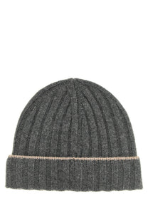 Brunello Cucinelli Cashmere Turn up Beanie Grey
