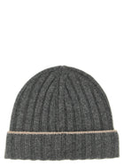 Brunello Cucinelli Cashmere Turn up Beanie Grey