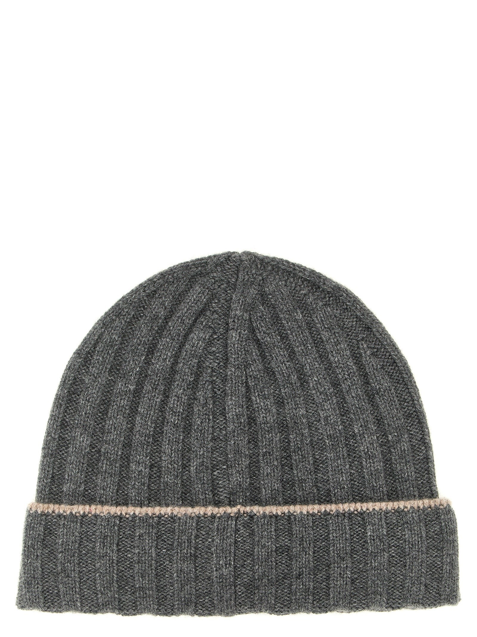 Brunello Cucinelli Cashmere Turn up Beanie Grey