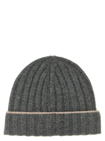 Brunello Cucinelli Cashmere Turn up Beanie Grey