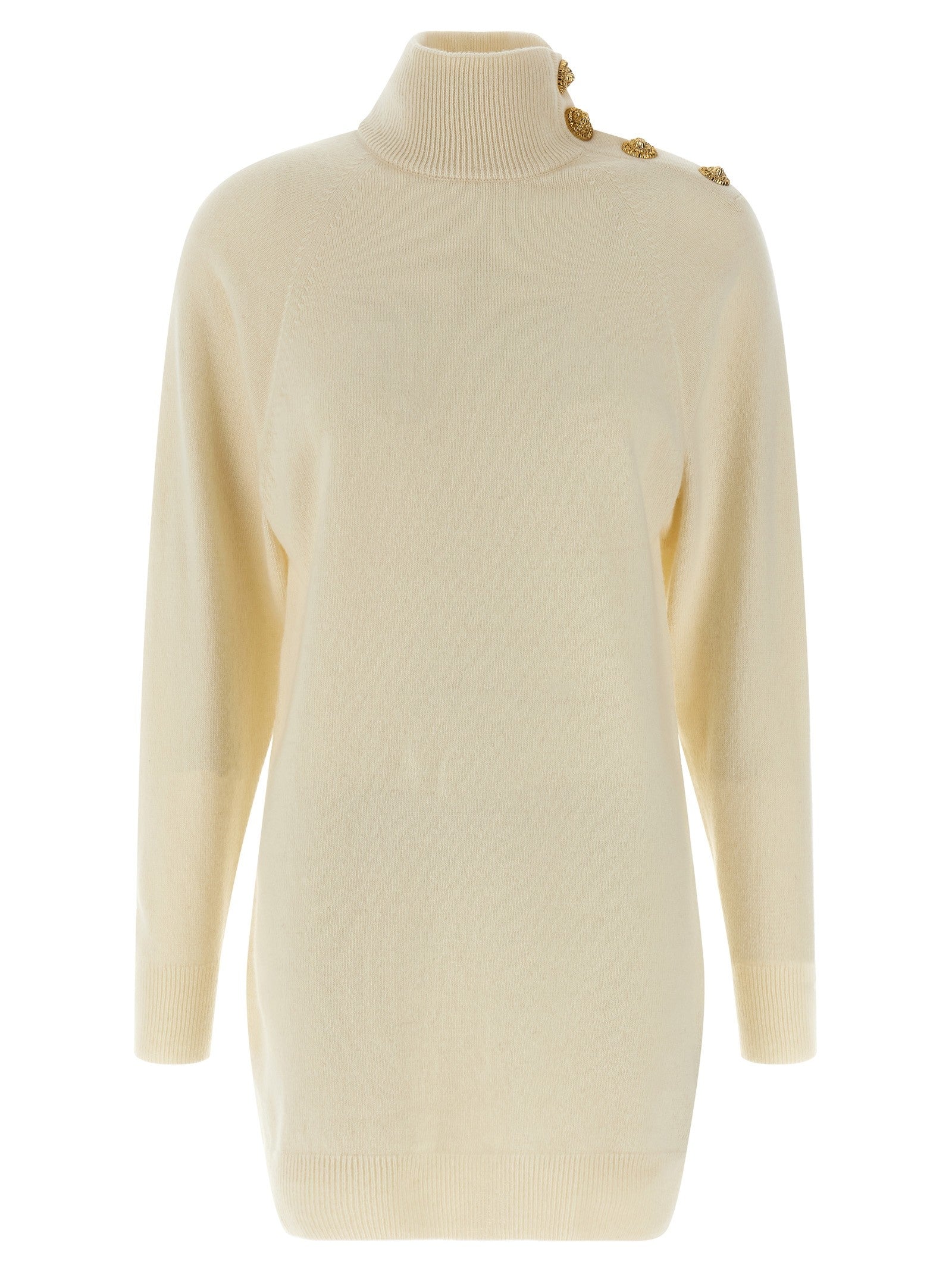 Balmain Cashmere Wool Dress Beige