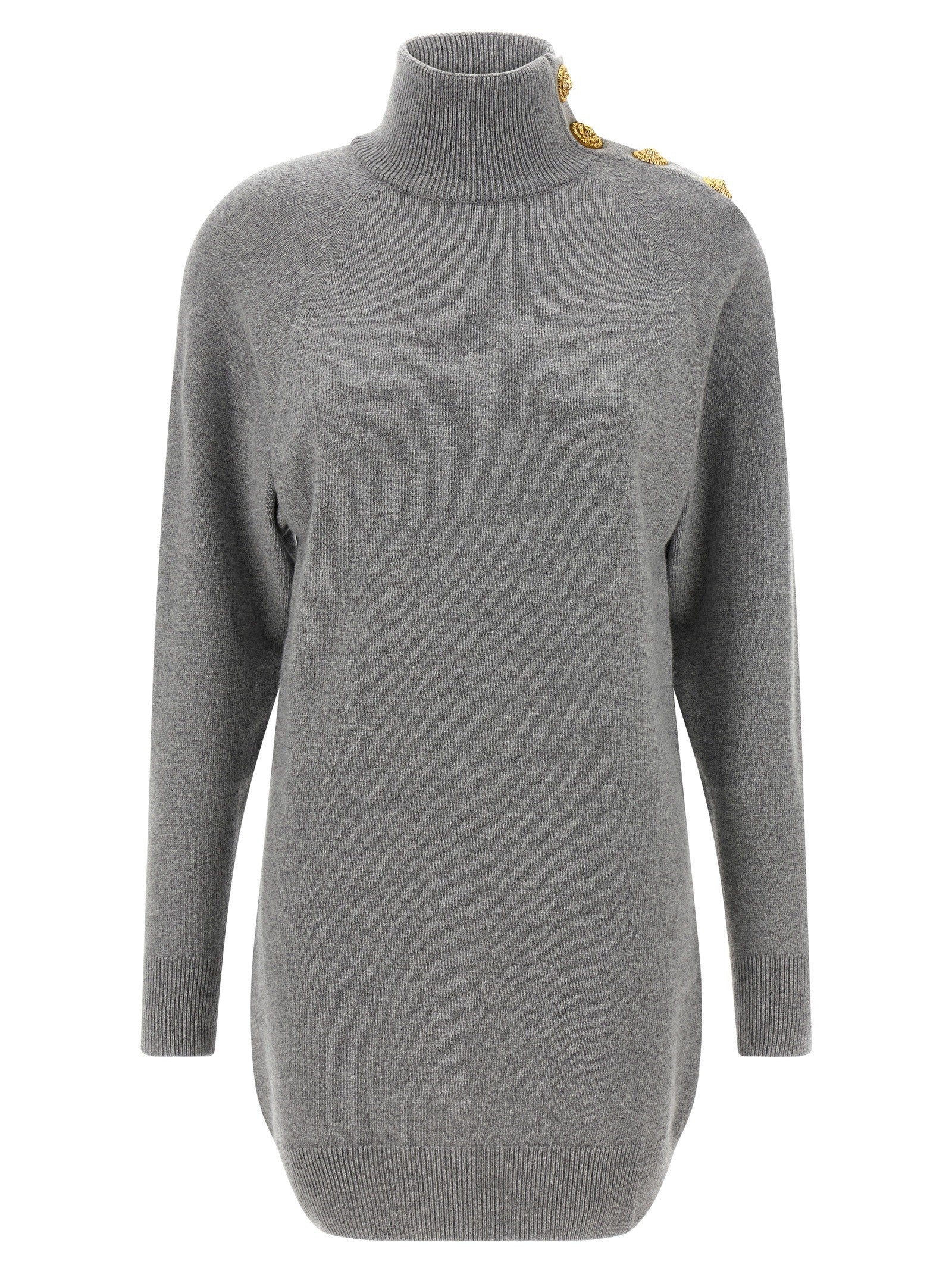 Balmain Cashmere Wool Dress Grey