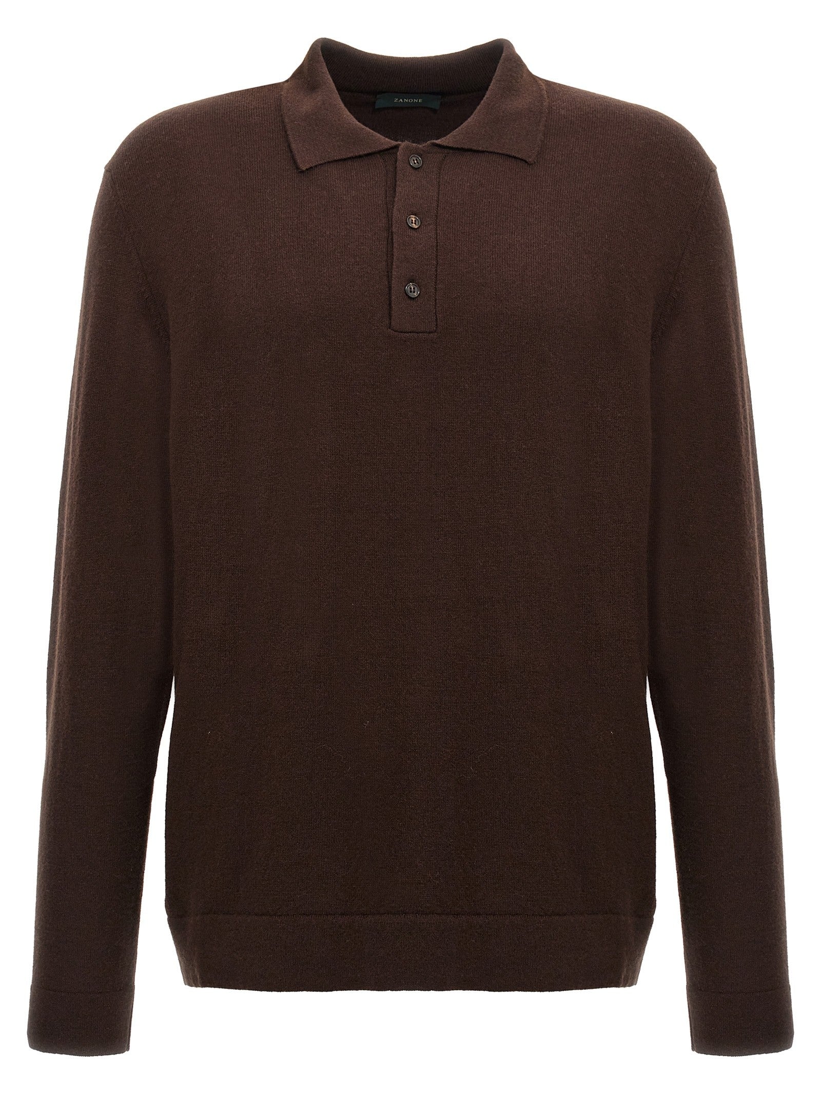 Zanone Cashmere Wool Polo Shirt Brown